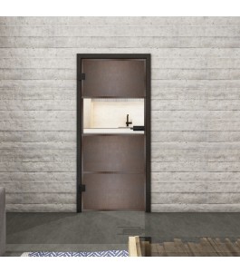 Ganzglastür Loft Rosteisen Genietet 26 auf Klarglas | Glastuershop24