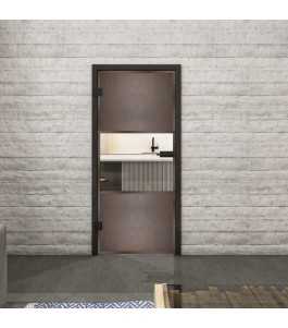 Ganzglastür Loft Rosteisen Genietet 27 auf Klarglas | Glastuershop24