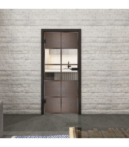Ganzglastür Loft Rosteisen Genietet 28 auf Klarglas | Glastuershop24