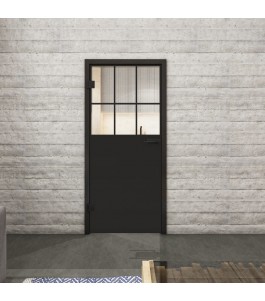 Ganzglastür Loft Schwarzlack 27 auf Klarglas | Glastuershop24