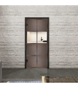 Ganzglastür Loft Rosteisen Genietet 29 auf Klarglas | Glastuershop24
