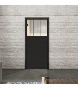 Ganzglastür Loft Schwarzlack 29 auf Klarglas | Glastuershop24