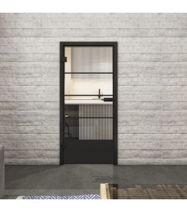 Ganzglastür Loft Schwarzlack 31 auf Klarglas | Glastuershop24