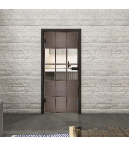 Ganzglastür Loft Rosteisen Genietet 31 auf Klarglas | Glastuershop24