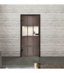 Ganzglastür Loft Rosteisen Genietet 32 Auf Klarglas | Glastuershop24