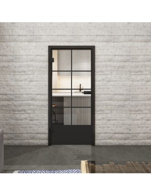Ganzglastür Loft Schwarzlack 34 auf Klarglas | Glastuershop24