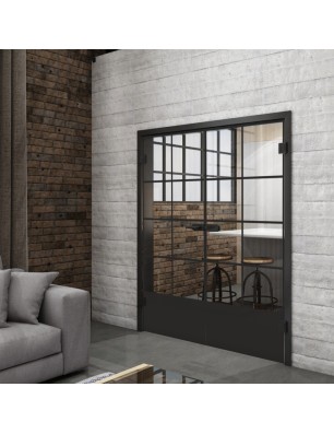 Ganzglastür Loft Schwarzlack 34 auf Klarglas | Glastuershop24