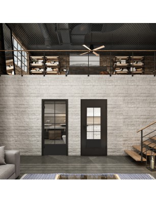 Ganzglastür Loft Schwarzlack 34 auf Klarglas | Glastuershop24