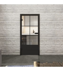 Ganzglastür Loft Schwarzlack 35 auf Klarglas | Glastuershop24