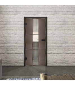 Ganzglastür Loft Rosteisen genietet auf Klarglas | Glastuershop24