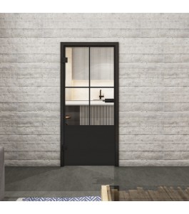 Ganzglastür Loft Schwarzlack 36 auf Klarglas | Glastuershop24