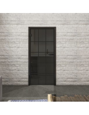 Ganzglastür Loft Schwarzlack 09 auf Grauglas | Glastuershop24