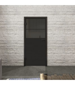 Ganzglastür Loft Schwarzlack 22 auf Grauglas | Glastuershop24