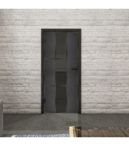 Ganzglastür Loft mit Grauglas und schwarzer Optik | Glastuershop24
