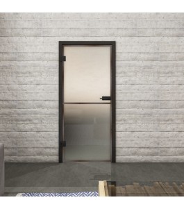 Ganzglastür Loft Rosteisen Genietet 04 blickdicht | Glastuershop24