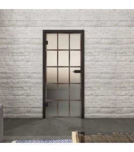 Ganzglastür Loft Rosteisen Genietet 09 blickdicht | Glastuershop24