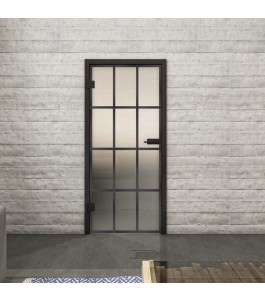 Ganzglastür Loft Schwarzeisen Genietet 10 blickdicht | Glastuershop24