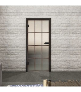 Ganzglastür Loft Rosteisen genietet 10 blickdicht | Glastuershop24