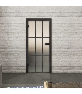 Ganzglastür Loft Schwarzeisen Genietet 11 blickdicht | Glastuershop24