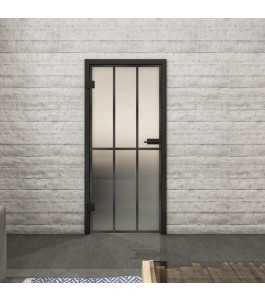 Ganzglastür Loft Schwarzeisen Genietet 12 blickdicht | Glastuershop24