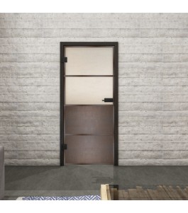 Ganzglastür Loft Rosteisen Genietet 14 blickdicht | Glastuershop24