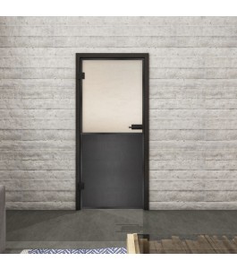 Ganzglastür Loft Schwarzeisen Genietet 16 blickdicht | Glastuershop24
