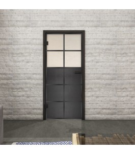 Ganzglastür Loft Schwarzeisen Genietet 17 blickdicht | Glastuershop24