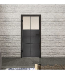 Ganzglastür Loft Schwarzeisen Genietet 19 Blickdicht | Glastuershop24