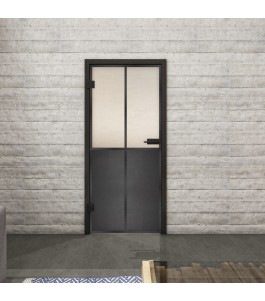 Ganzglastür Loft Schwarzeisen Genietet 20 Blickdicht | Glastuershop24