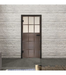 Ganzglastür Loft Rosteisen Genietet 21 blickdicht | Glastuershop24