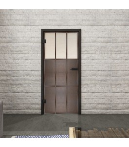 Ganzglastür Loft Rosteisen Genietet 23 blickdicht | Glastuershop24