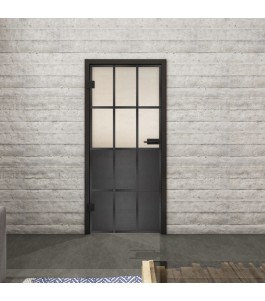 Ganzglastür Loft Schwarzeisen Genietet 22 blickdicht | Glastuershop24