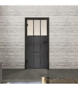 Ganzglastür Loft Schwarzeisen Genietet 23 – blickdicht | Glastuershop24