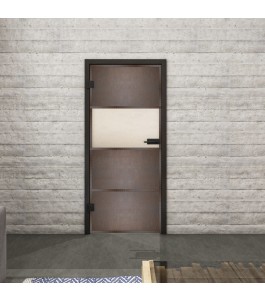 Ganzglastür Loft Rosteisen Genietet 26 blickdicht | Glastuershop24