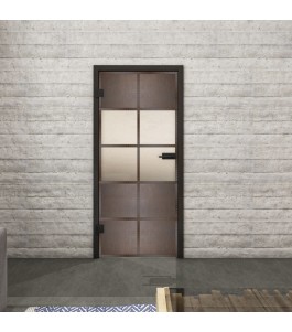Ganzglastür Loft Rosteisen Genietet 28 blickdicht | Glastuershop24