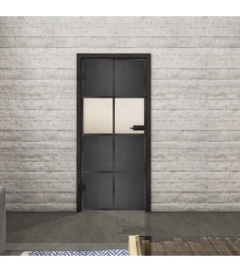Ganzglastür Loft Schwarzeisen Genietet 29 – blickdicht | Glastuershop24