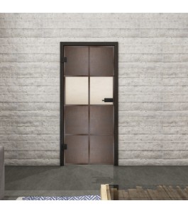 Ganzglastür Loft Rosteisen Genietet 29 blickdicht | Glastuershop24