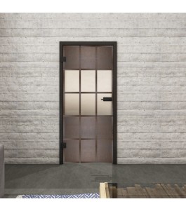 Ganzglastür Loft Rosteisen Genietet 31 blickdicht | Glastuershop24
