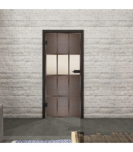 Ganzglastür Loft Rosteisen Genietet 32 blickdicht | Glastuershop24