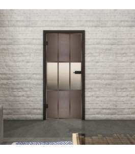 Ganzglastür Loft Rosteisen Genietet 33 blickdicht | Glastuershop24