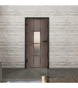 Ganzglastür Loft Rosteisen Genietet 35 blickdicht | Glastuershop24
