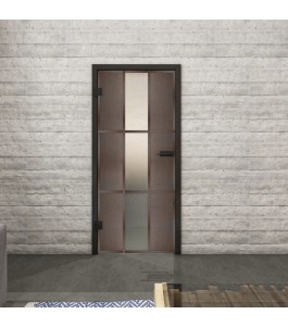 Ganzglastür Loft Rosteisen Genietet 36 Blickdicht | Glastuershop24