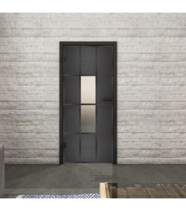 Ganzglastür Loft Schwarzeisen genietet 35 blickdicht | Glastuershop24