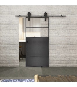 Glasschiebetür BARN-LINE Loft Schwarzeisen Genietet 13 Auf Klarglas