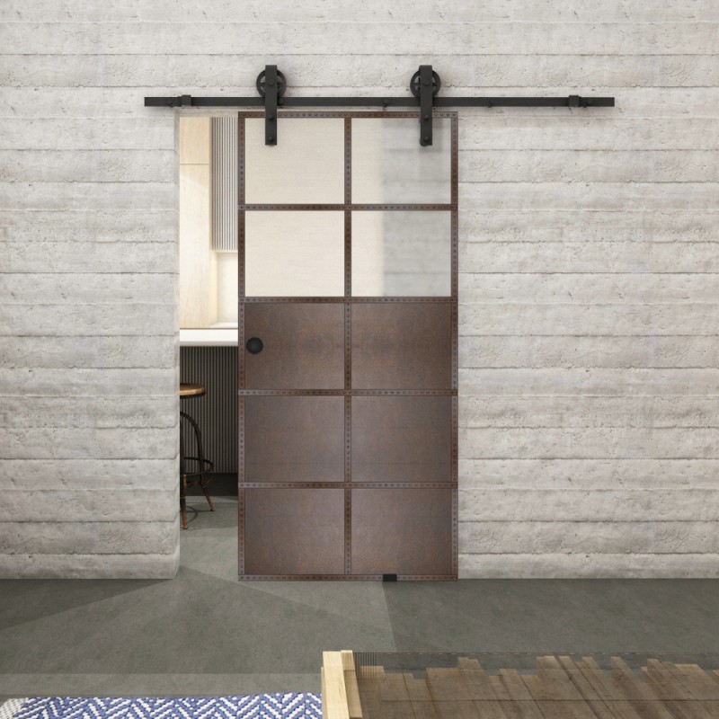 Glasschiebetür BARN-LINE Loft Rosteisen Genietet 17 Blickdicht Glasschiebetür BARN-LINE Loft Rosteisen Genietet 17 Blickdicht