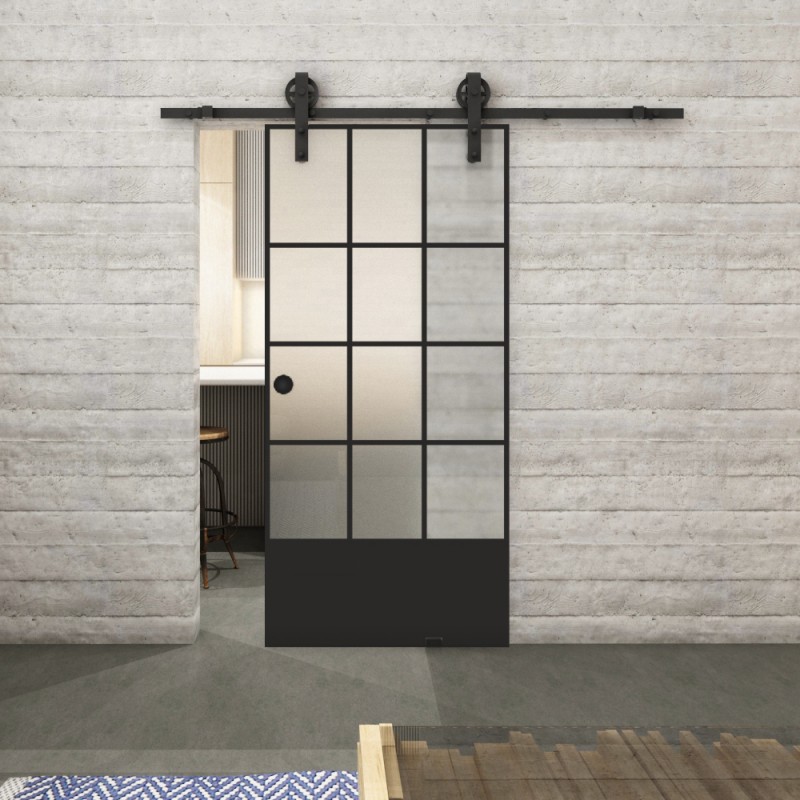 Glasschiebetür BARN-LINE Loft Schwarzlack 37 Blickdicht Glasschiebetür BARN-LINE Loft Schwarzlack 37 Blickdicht