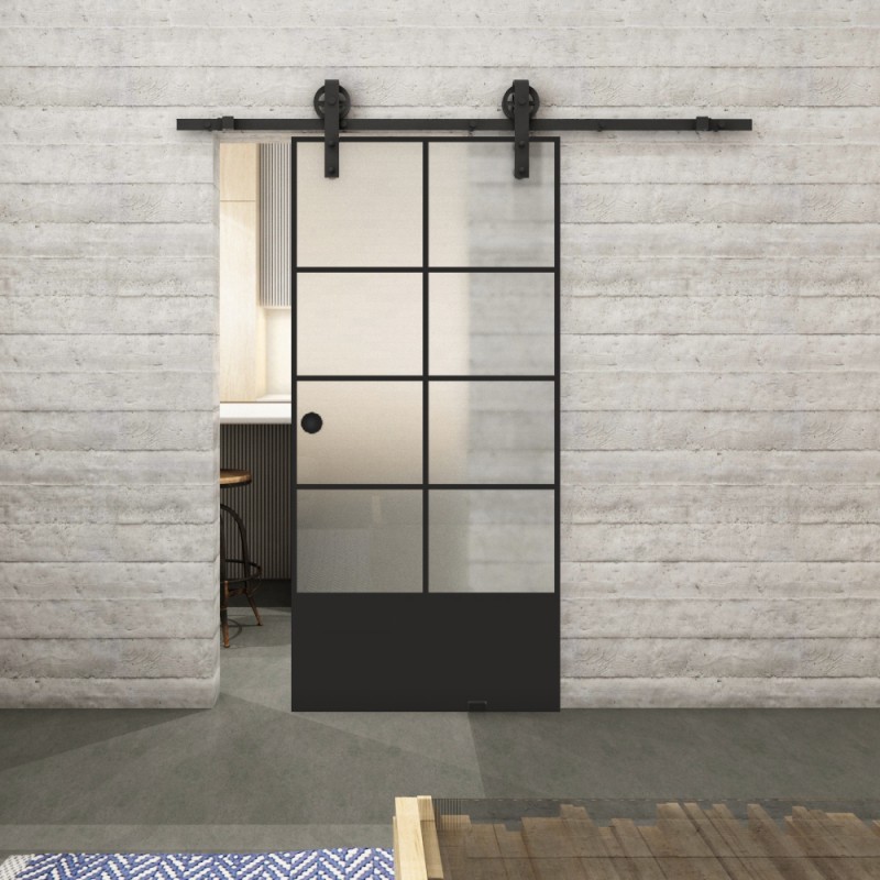 Glasschiebetür BARN-LINE Loft Schwarzlack 34 Blickdicht Glasschiebetür BARN-LINE Loft Schwarzlack 34 Blickdicht