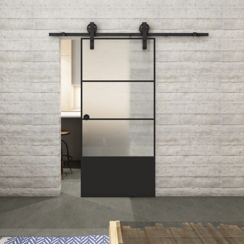 Glasschiebetür BARN-LINE Loft Schwarzlack 32 Blickdicht Glasschiebetür BARN-LINE Loft Schwarzlack 32 Blickdicht