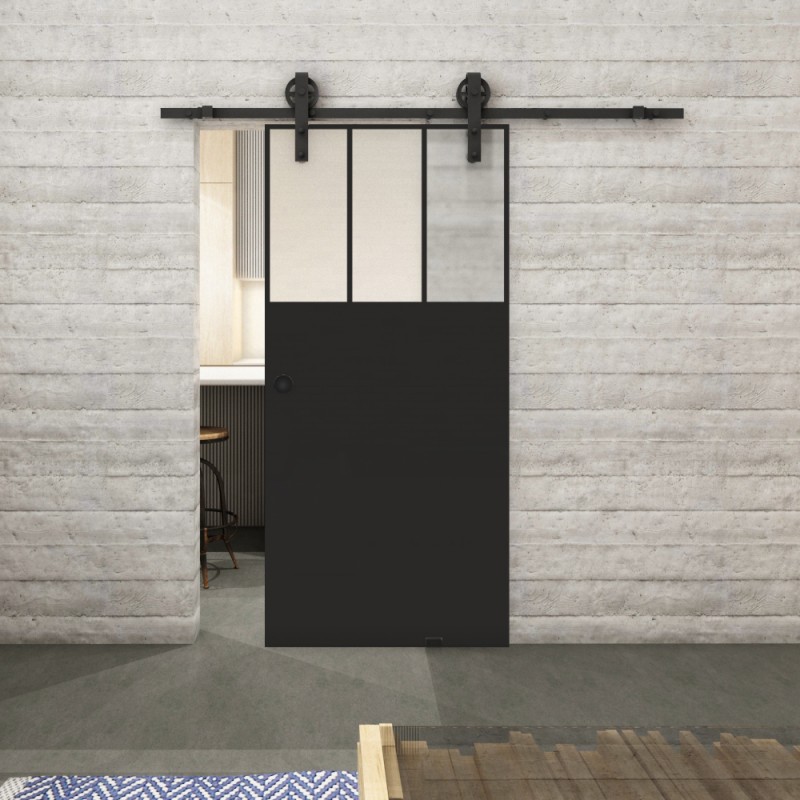 Glasschiebetür BARN-LINE Loft Schwarzlack 29 Blickdicht Glasschiebetür BARN-LINE Loft Schwarzlack 29 Blickdicht