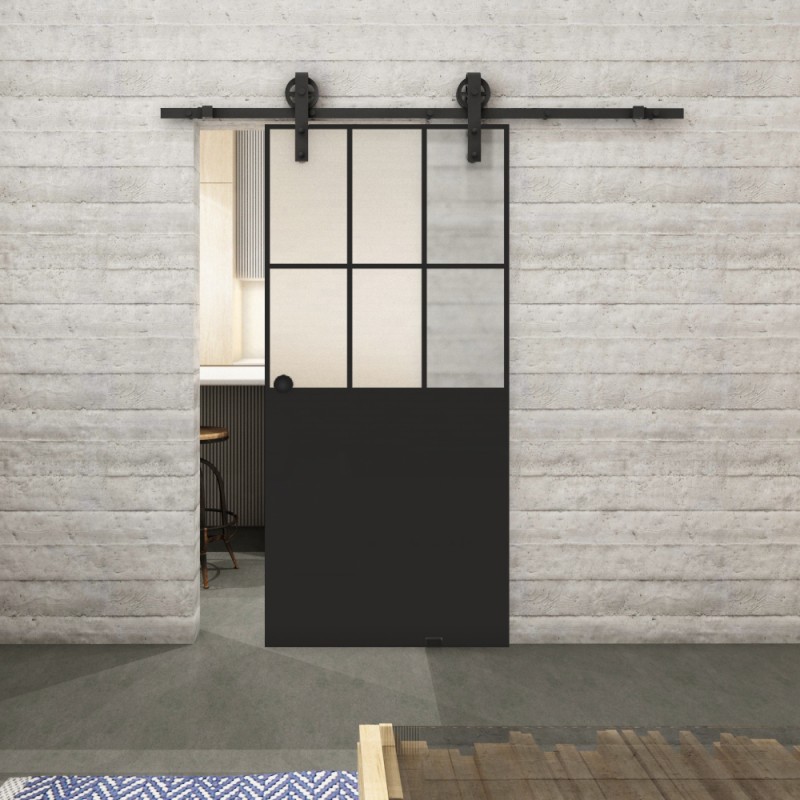 Glasschiebetür BARN-LINE Loft Schwarzlack 28 Blickdicht Glasschiebetür BARN-LINE Loft Schwarzlack 28 Blickdicht